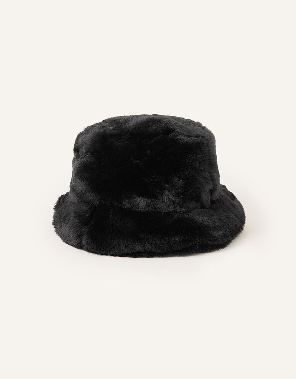 Luxe Faur Fur Bucket Hat Black, Black (BLACK), large