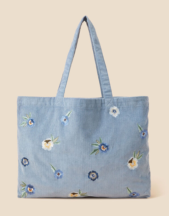 Embroidered Floral Cord Shopper Bag, , large