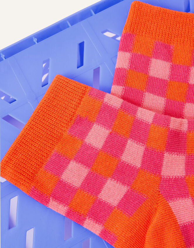 Gingham Print Socks, , large