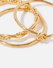 Gold-Plated Knot and Twist Stacking Ring Set, Gold (GOLD), large
