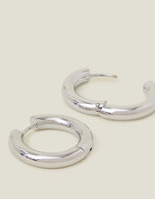 Platinum-Plated Stainless Steel Chunky Hoop Earrings, , large