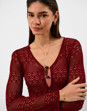 Knit Mini Beach Dress, Red (BURGUNDY), large