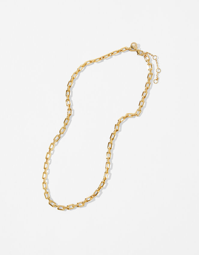 Gold-Plated Flat Chain Necklace, , large