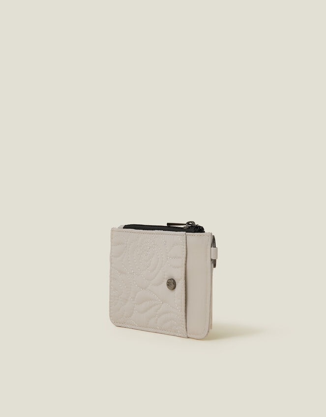 Quilted Nylon Card Holder, Cream (CREAM), large