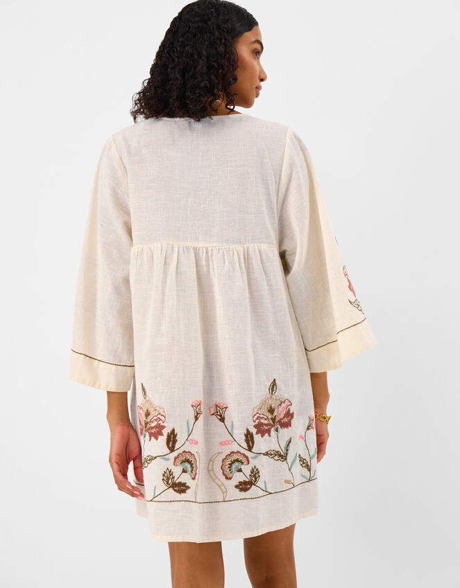 Floral Embroidered Mini Kaftan, Ivory (IVORY), large