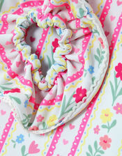 Girls Floral Print Swimsuit & Hair Scrunchie Set, Multi (BRIGHTS MULTI), large