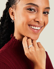 3-Pack Sterling Silver-Plated Sparkle Rings, Silver (SILVER), large