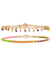 Bright Thread and Chain Anklet Set, , large