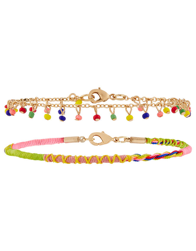 Bright Thread and Chain Anklet Set, , large