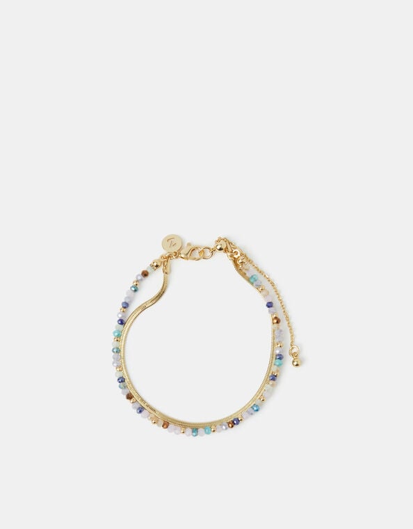 14ct Gold-Plated Beaded Layered Bracelet, , large