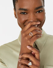 New Decadence Crystal Heart Ring Twinset , Silver (SILVER), large