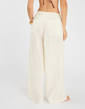 Stripe Wide Leg Beach Trousers, Ivory (IVORY), large