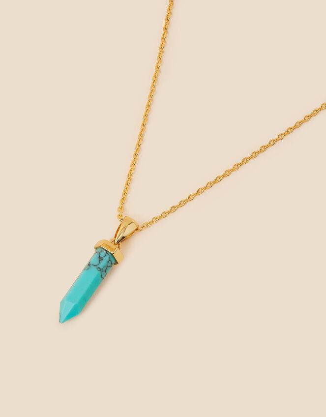 14ct Gold-Plated Turquoise Shard Pendant Necklace, , large