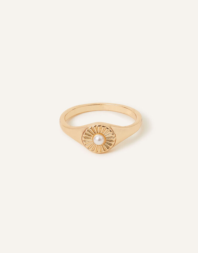 Pearl Signet Ring , Cream (PEARL), large