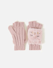 Girls Fluffy Cat Capped Gloves, Pink (PINK), large