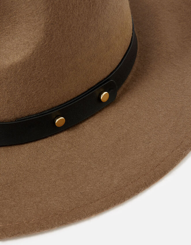 Camilla Fedora Hat in Pure Wool, Brown (CHOCOLATE), large