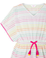 Embroidered Rainbow Kaftan, White (WHITE), large