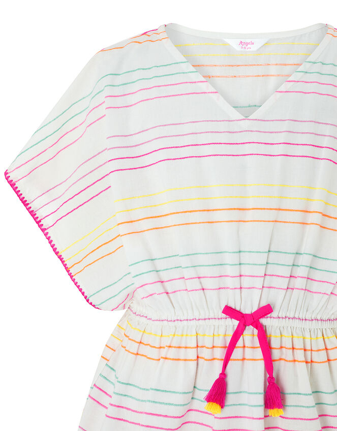 Embroidered Rainbow Kaftan, White (WHITE), large