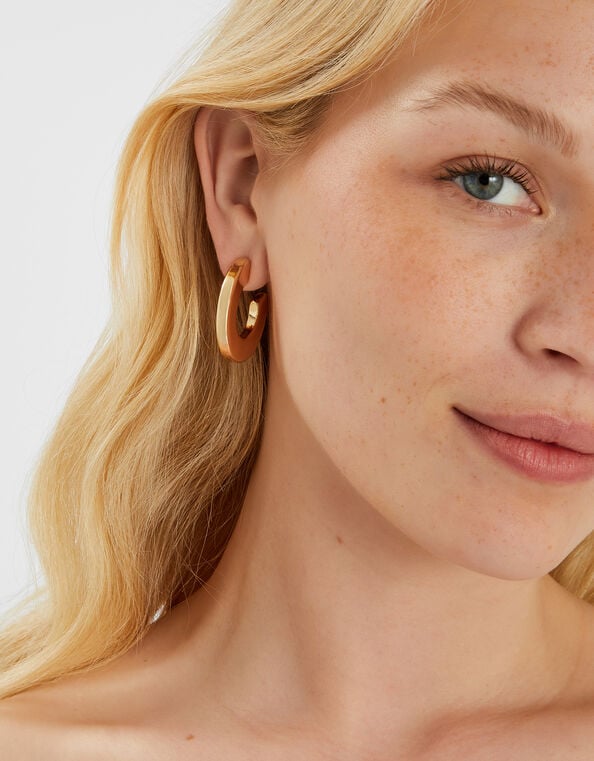Chunky Flat Hoop Earrings, , large