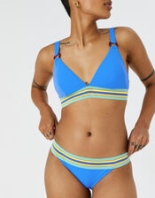 Elastic Trim High Waist Bikini Briefs, Blue (BLUE), large