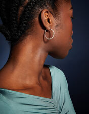 Sterling Silver-Plated Bobble Hoop Earrings, , large