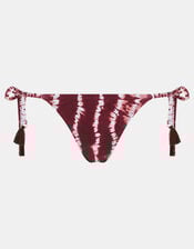 Tie Dye Tie Side Bikini Bottoms, Red (BURGUNDY), large