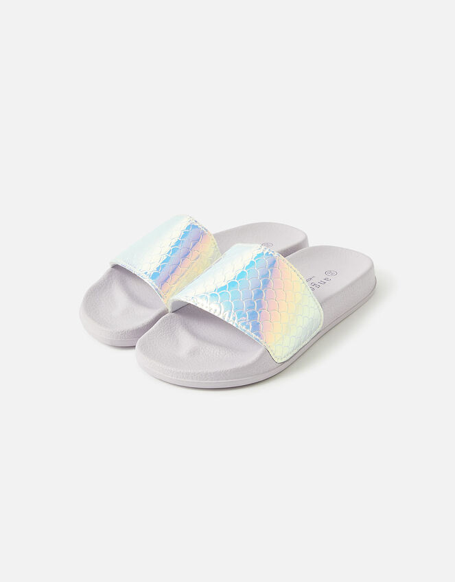 Girls Shimmer Mermaid Sliders, Purple (PURPLE), large