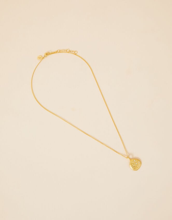Gold-Plated Organic Sparkle Moon Necklace, , large