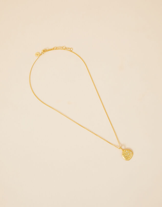 Gold-Plated Organic Sparkle Moon Necklace, , large
