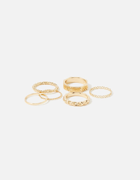 Berry Blush Textured Hexagon Ring Set Gold, Gold (GOLD), large