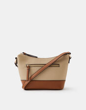 Two Tone Canvas Crossbody Bag, , large