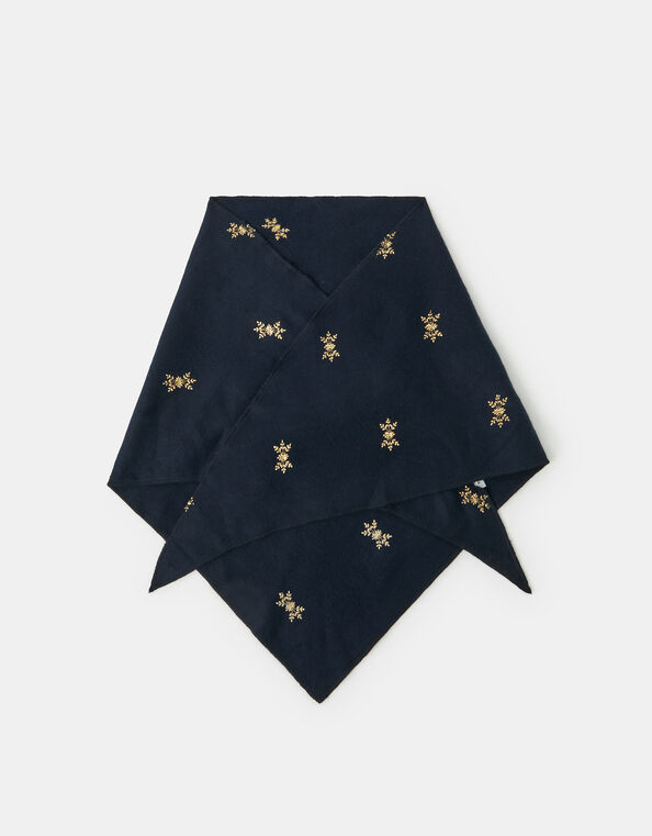Floral Embroidered Triangle Scarf, , large