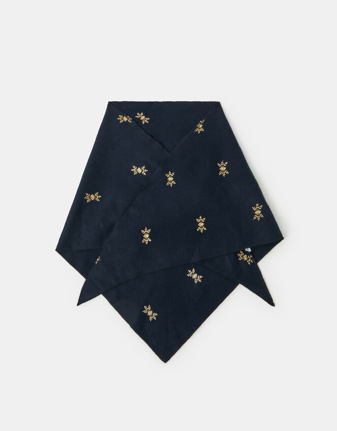 Floral Embroidered Triangle Scarf, , large