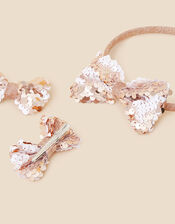 Girls Sparkle Bow Hair Set of Three, , large