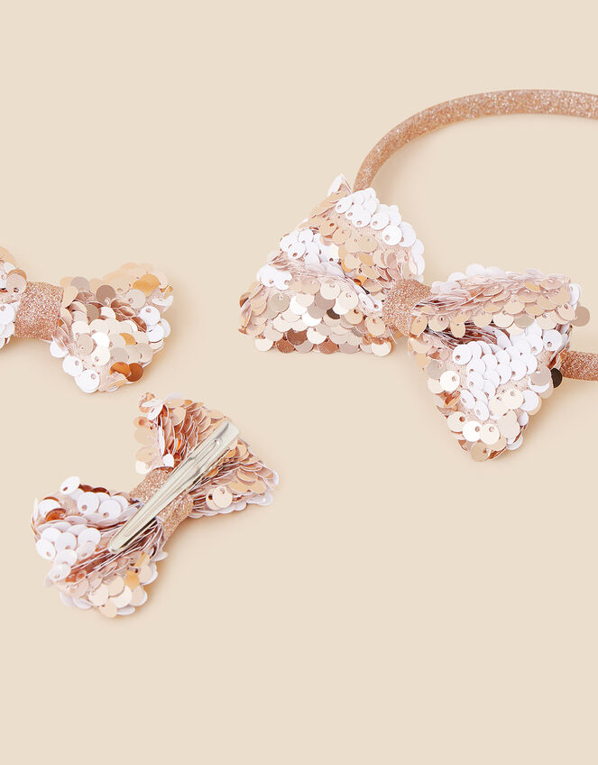 Girls Sparkle Bow Hair Set of Three, , large