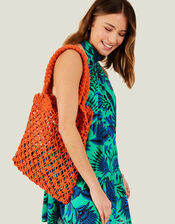 Open Weave Shopper Bag, Orange (ORANGE), large