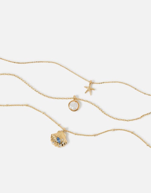 Seascape Gem Shell Pendant Layered Necklace, , large