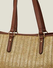 Large Metallic Raffia Shopper Bag, , large