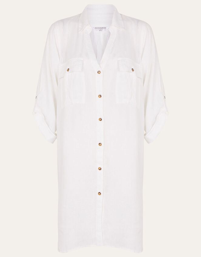 Long Sleeve Beach Shirt with LENZING™ ECOVERO™, White (WHITE), large