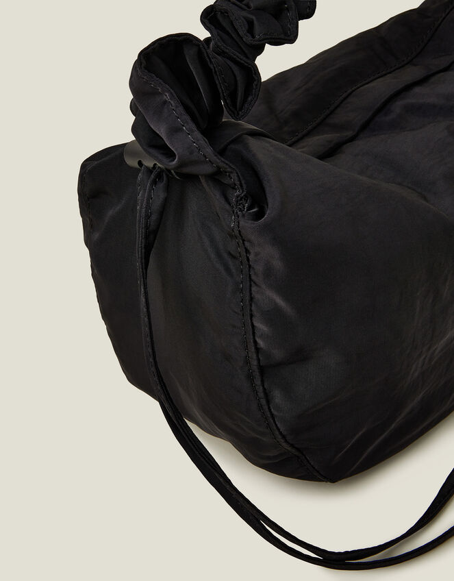 Ruched Strap Sling Bag, Black (BLACK), large