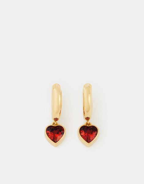 Stainless Steel Heart Drop Huggie Hoop Earrings, , large