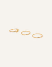 Heart Knot Rings Set of Three, Gold (GOLD), large