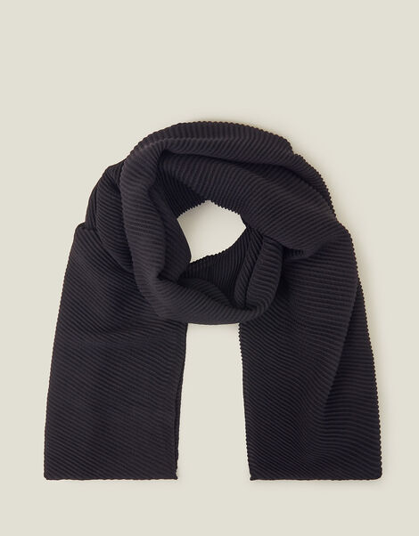 Lightweight Pleated Scarf, Black (BLACK), large