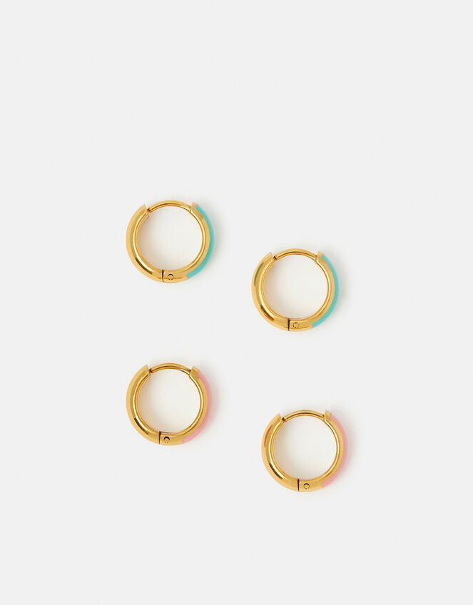 2-Pack Stainless Steel Enamel Hoop Earrings, , large