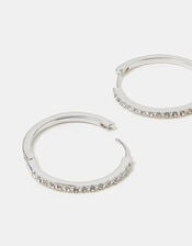 Diamant&eacute; Hoop Earrings, Silver (SILVER), large