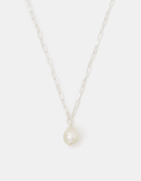 Sterling Silver Pearl Pendant Necklace, , large
