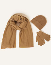 Super-Soft Hat, Gloves, and Scarf Set, Camel (CAMEL), large