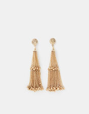 Long Chain Tassel Drop Earrings, , large