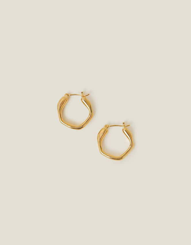 14ct Gold-Plated Molten Hoop Earrings, , large