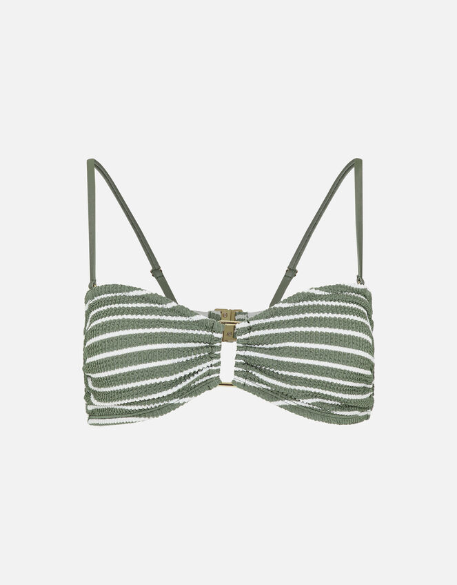 Stripe Bandeau Bikini Top, Green (KHAKI), large